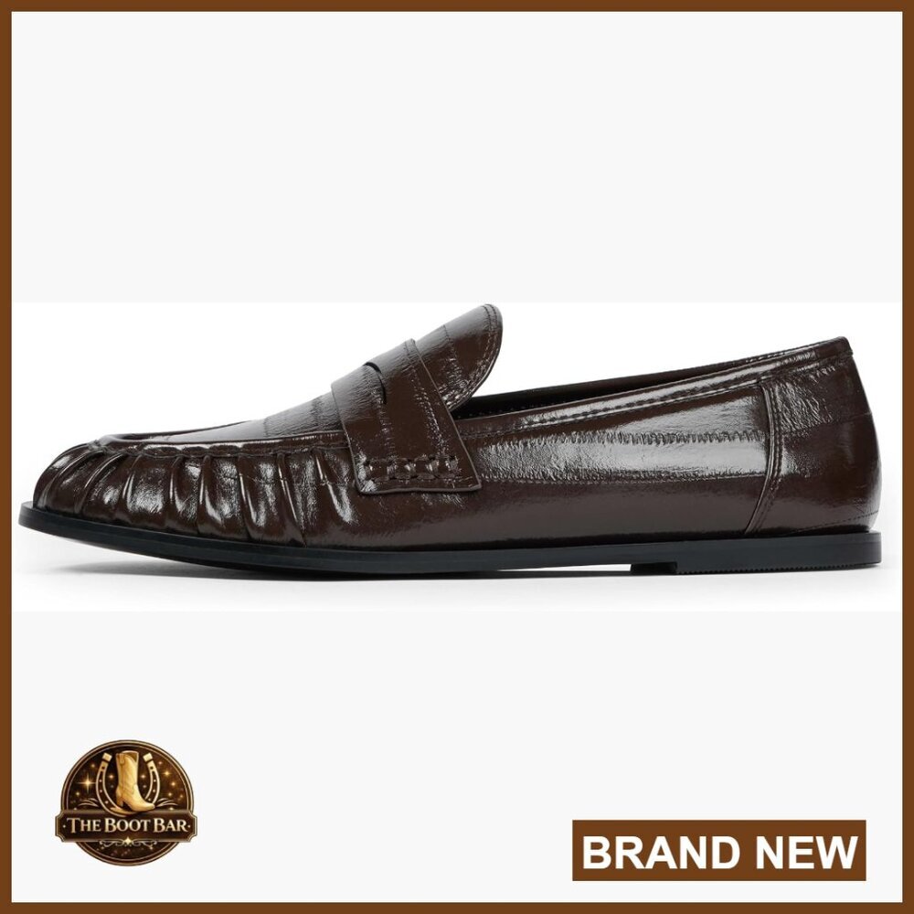 Women's Leather Loafers Comfortable Slip-On Flats Dressy Work Shoes